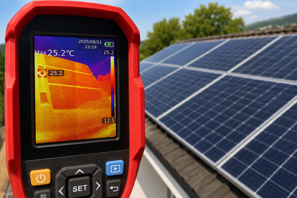 Panouri fotovoltaice produc puțin – verificare cu cameră termică